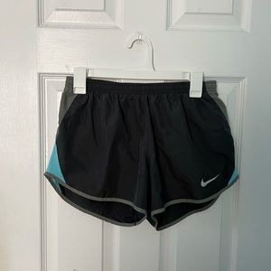 gray and blue nike shorts